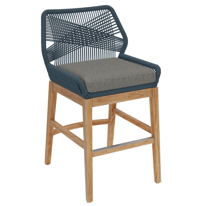 Wafting Oasis Patio Teak and Rope Counter Stool