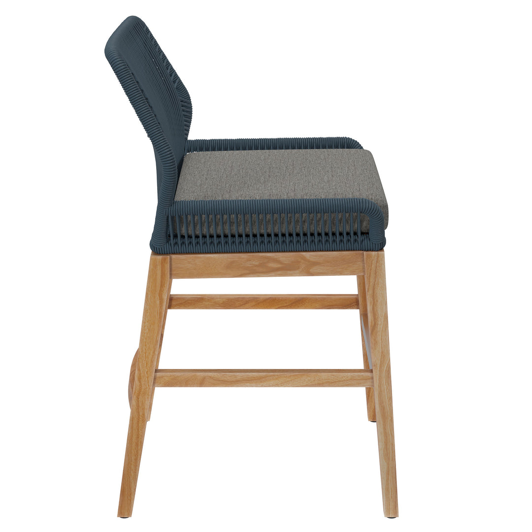 Wafting Oasis Patio Teak and Rope Counter Stool