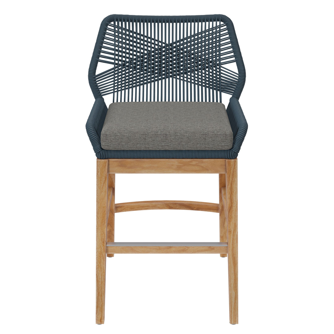 Wafting Oasis Patio Teak and Rope Counter Stool