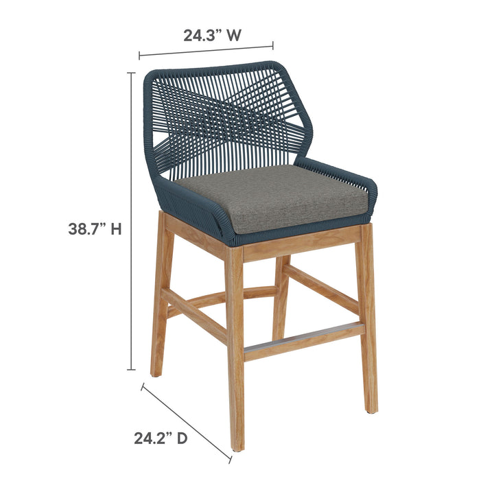 Wafting Oasis Patio Teak and Rope Counter Stool