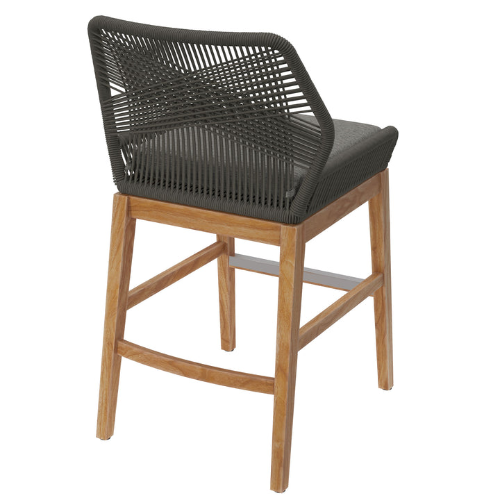 Wafting Oasis Patio Teak and Rope Counter Stool