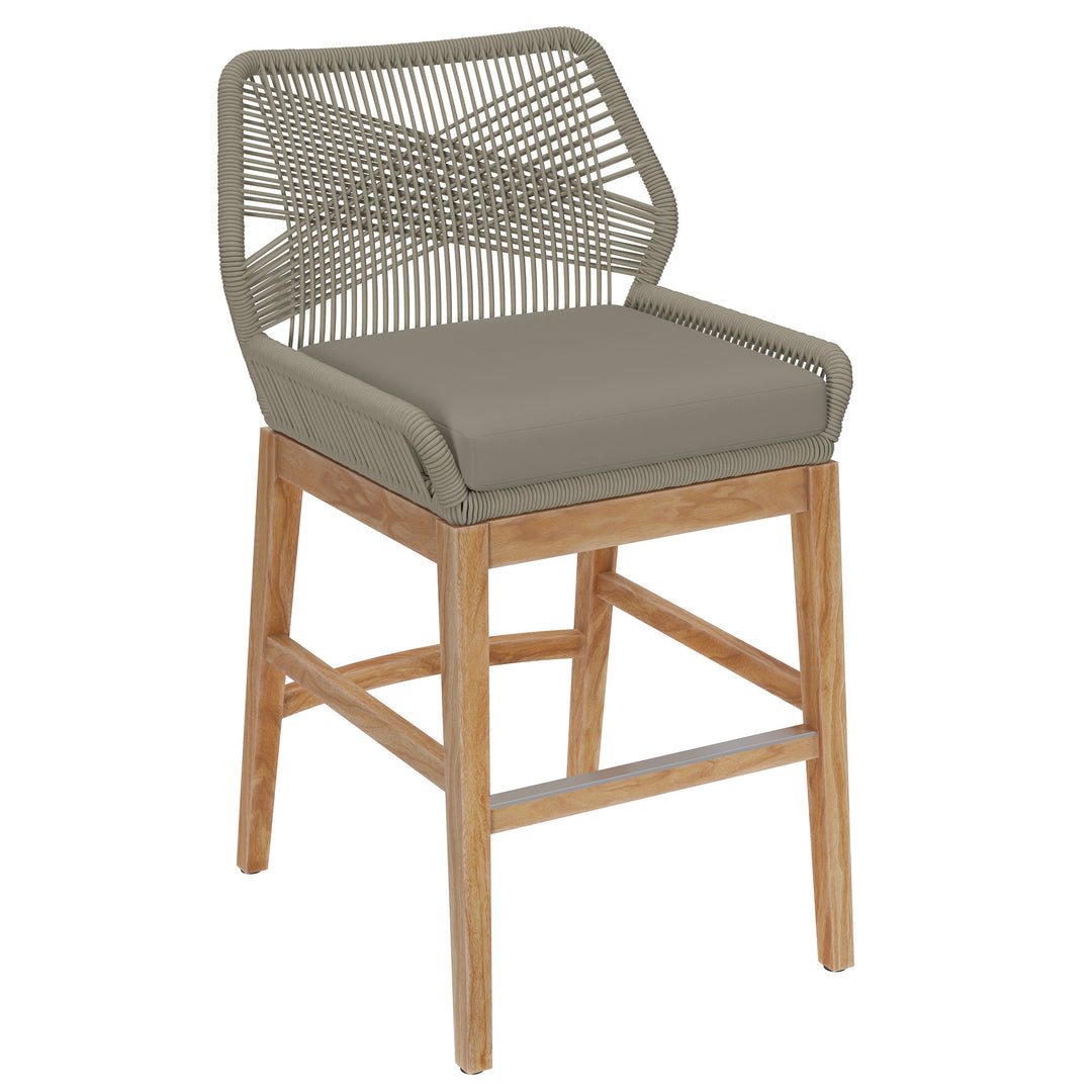 Wafting Oasis Patio Teak and Rope Counter Stool