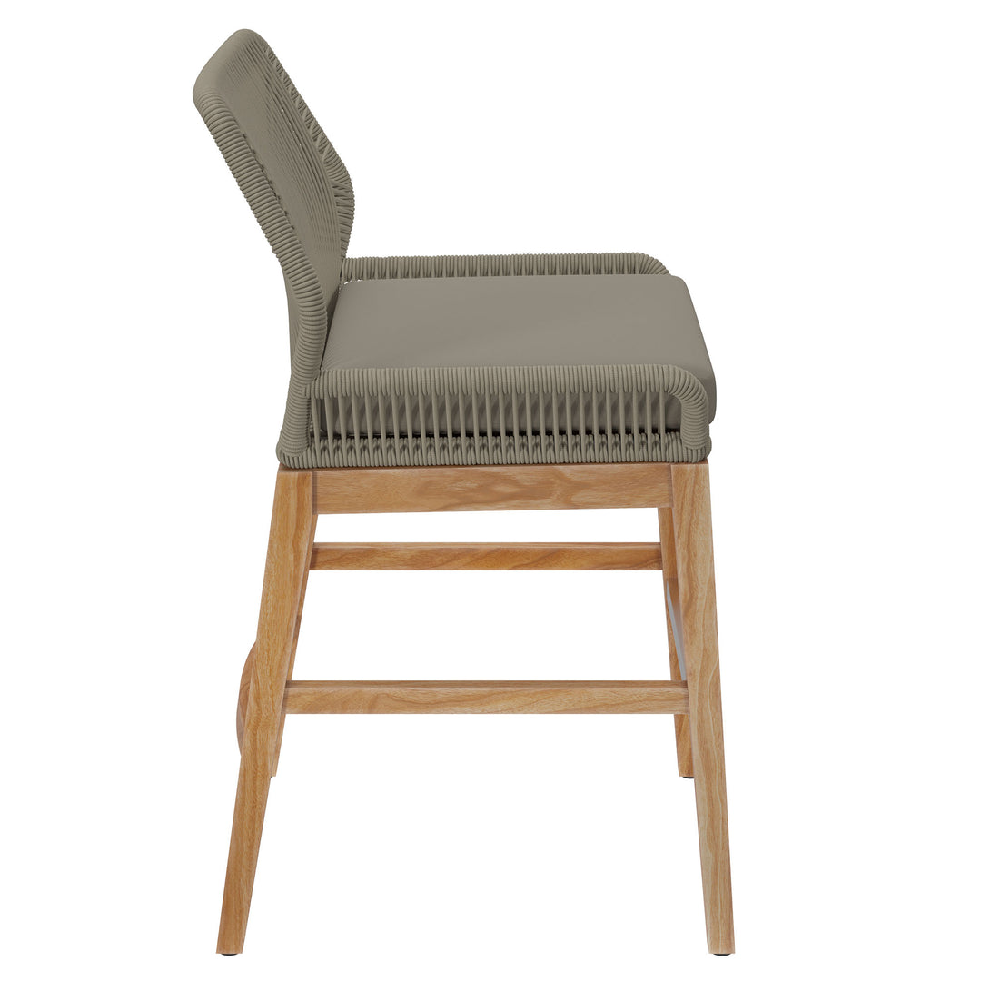 Wafting Oasis Patio Teak and Rope Counter Stool