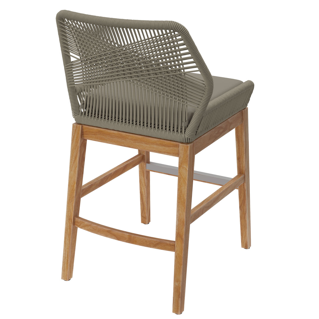 Wafting Oasis Patio Teak and Rope Counter Stool