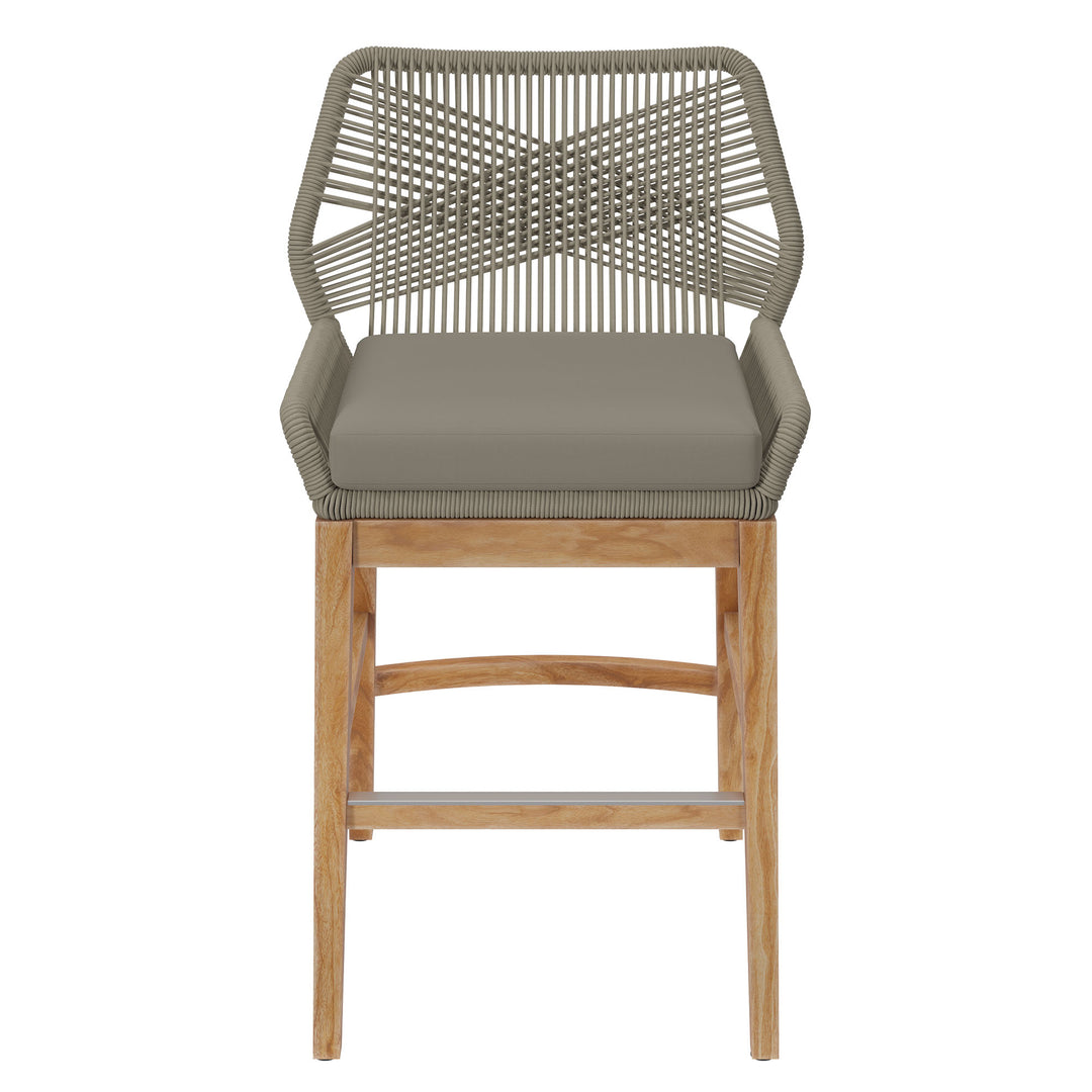 Wafting Oasis Patio Teak and Rope Counter Stool