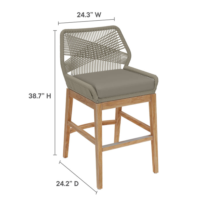 Wafting Oasis Patio Teak and Rope Counter Stool