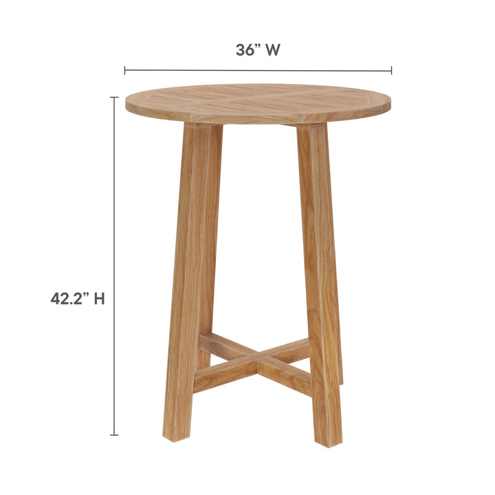 Wharfside 36" Outdoor Patio Teak Wood Bar Table