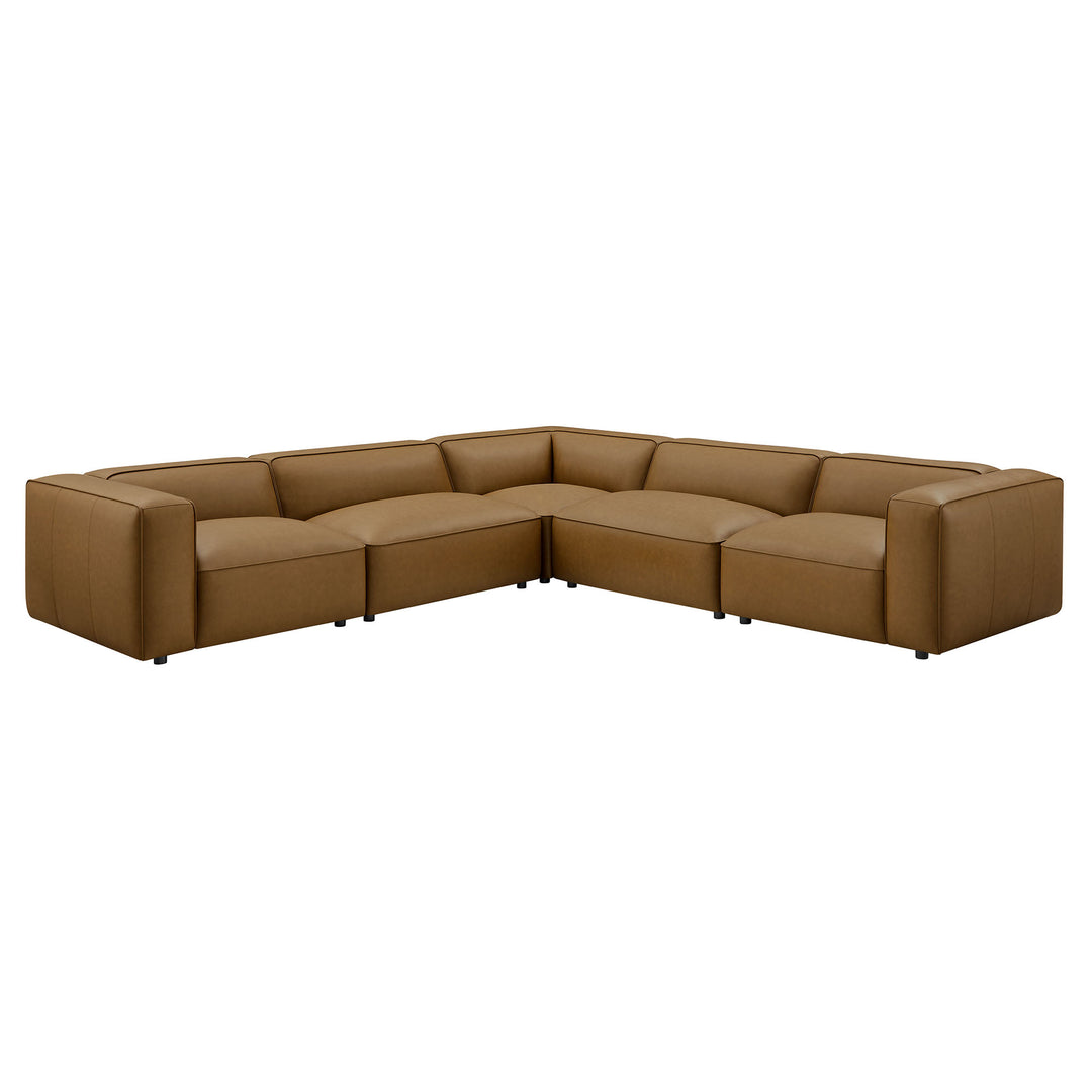 Alden 5-Piece Upholstered Vegan Leather Modular L-Shaped Sofa