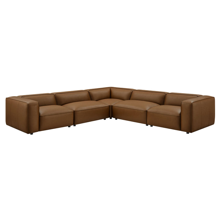 Alden 5-Piece Upholstered Vegan Leather Modular L-Shaped Sofa