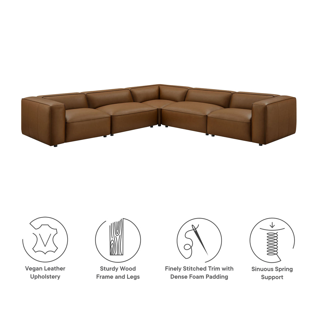 Alden 5-Piece Upholstered Vegan Leather Modular L-Shaped Sofa