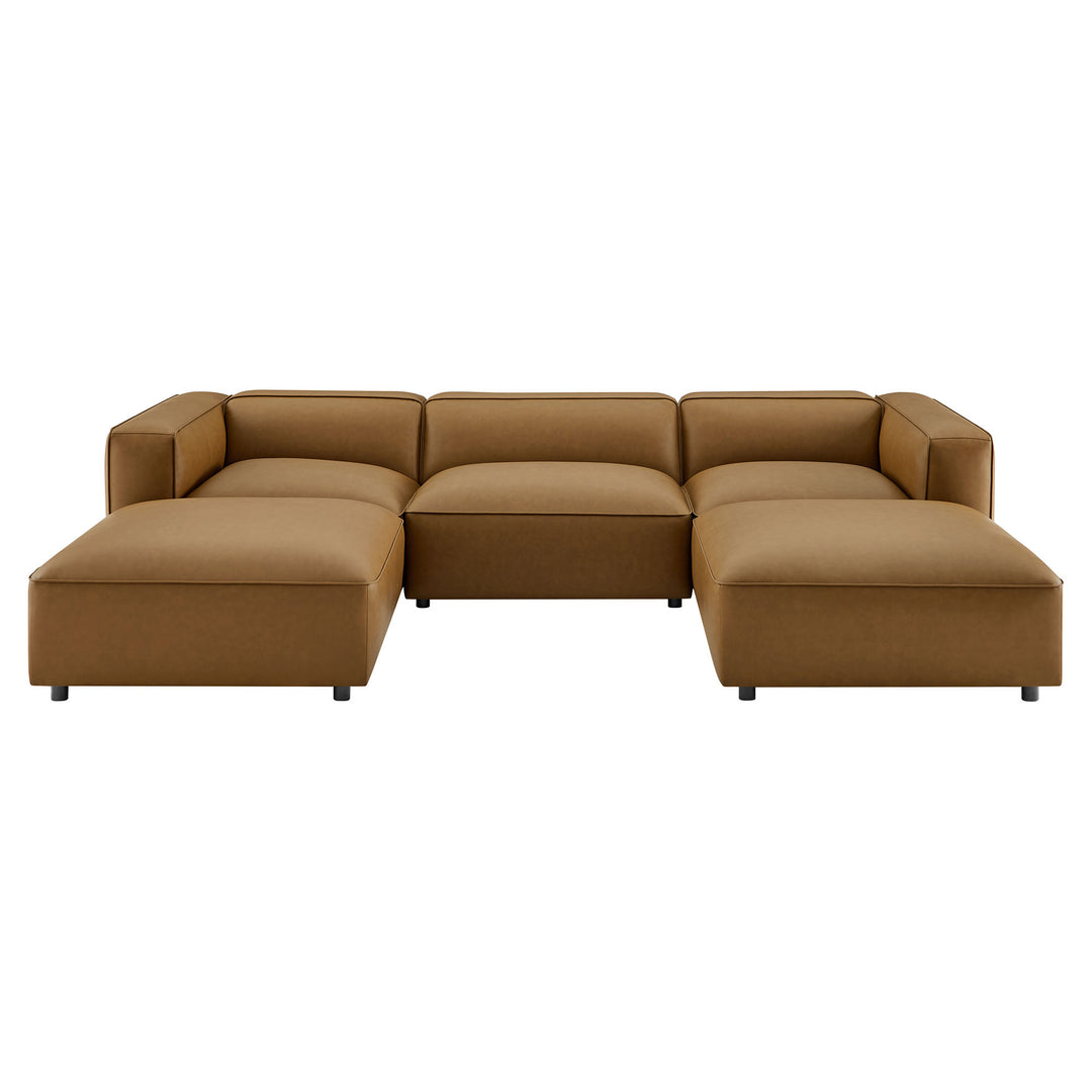 Arden 5-Piece Upholstered Vegan Leather Modular U-Shaped Sofa