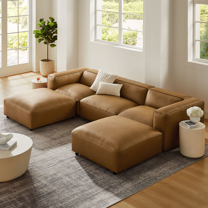 Arden 5-Piece Upholstered Vegan Leather Modular U-Shaped Sofa