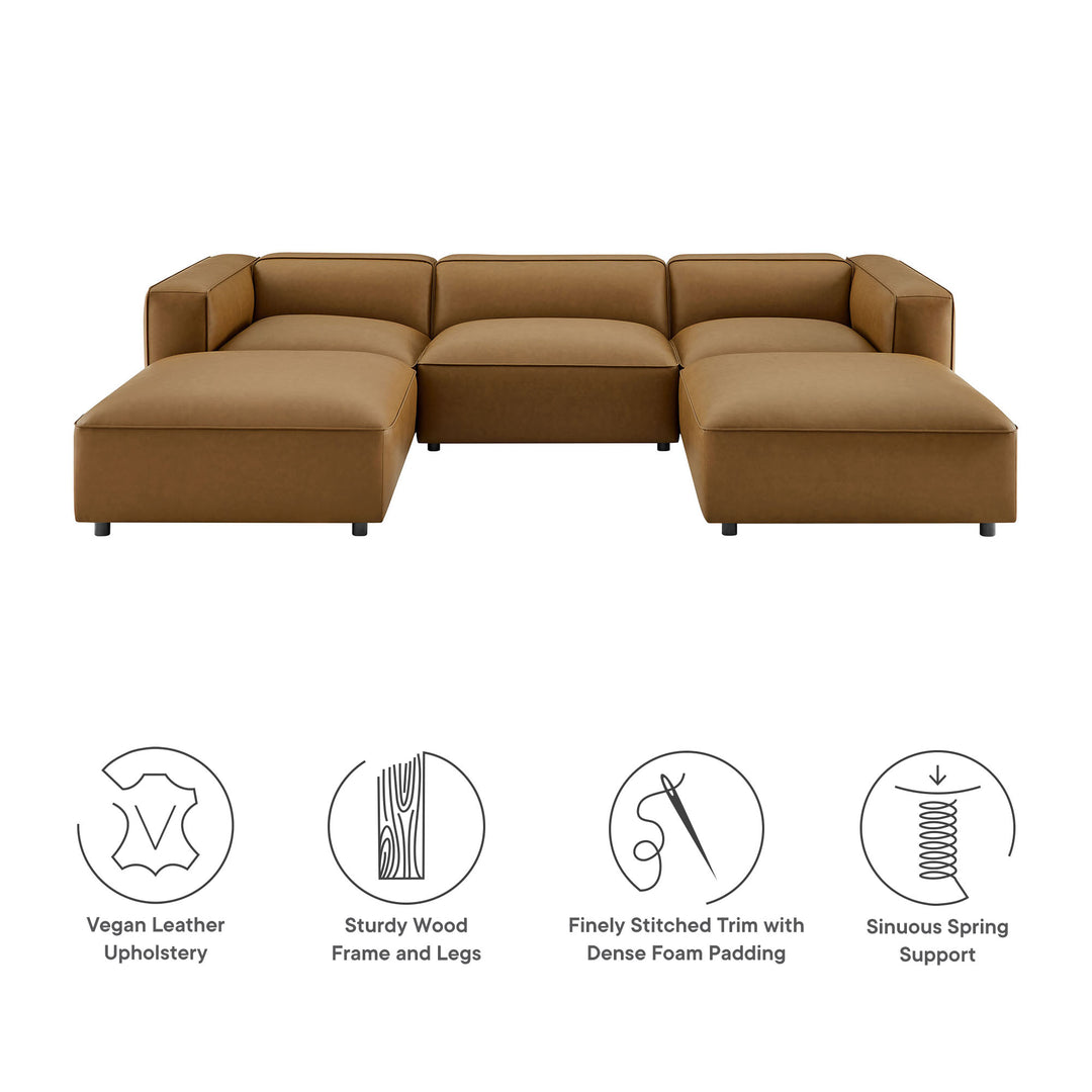 Arden 5-Piece Upholstered Vegan Leather Modular U-Shaped Sofa