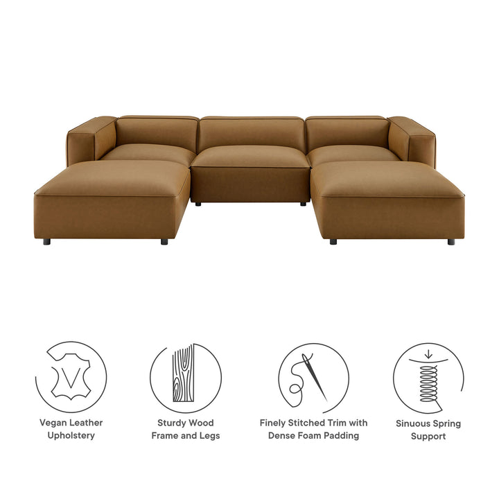 Arden 5-Piece Upholstered Vegan Leather Modular U-Shaped Sofa