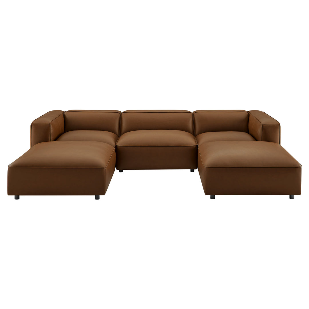 Arden 5-Piece Upholstered Vegan Leather Modular U-Shaped Sofa