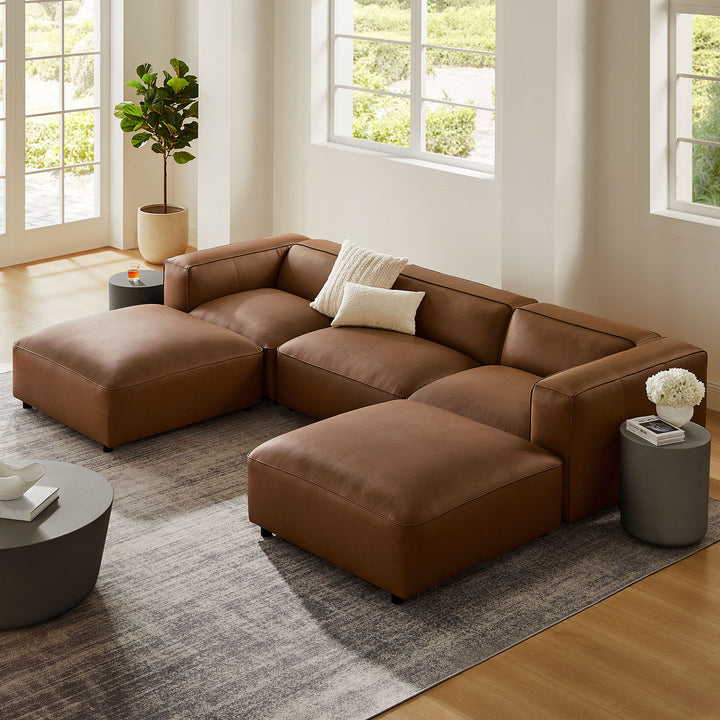 Arden 5-Piece Upholstered Vegan Leather Modular U-Shaped Sofa