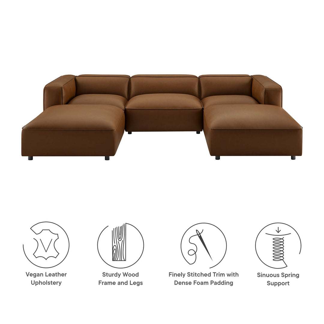 Arden 5-Piece Upholstered Vegan Leather Modular U-Shaped Sofa