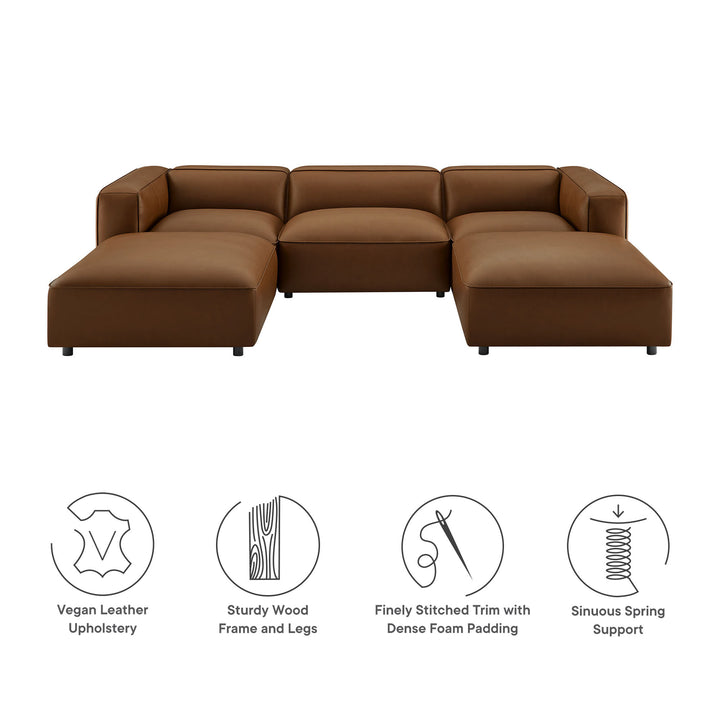 Arden 5-Piece Upholstered Vegan Leather Modular U-Shaped Sofa