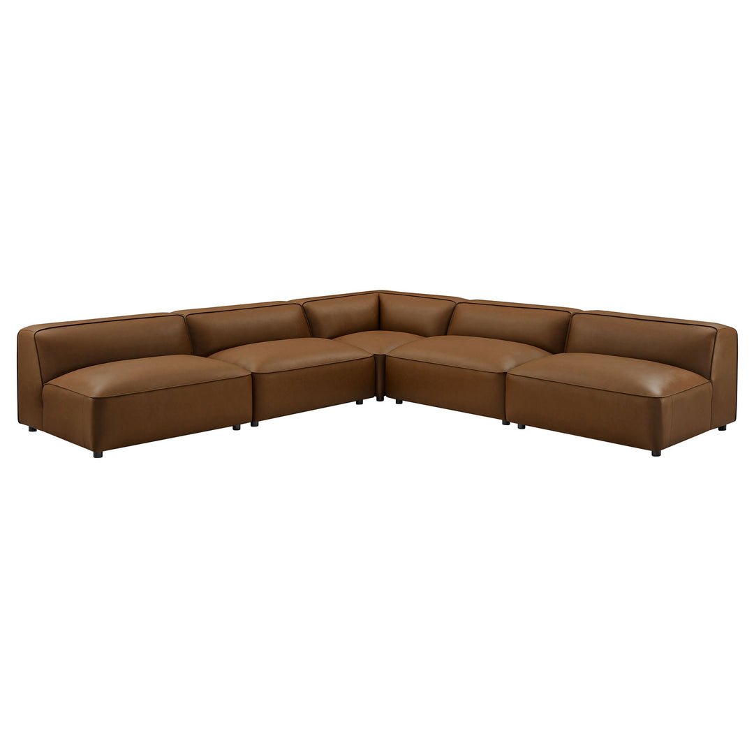 Astoria 5-Piece Upholstered Armless L-Shaped Vegan Leather Modular Sofa