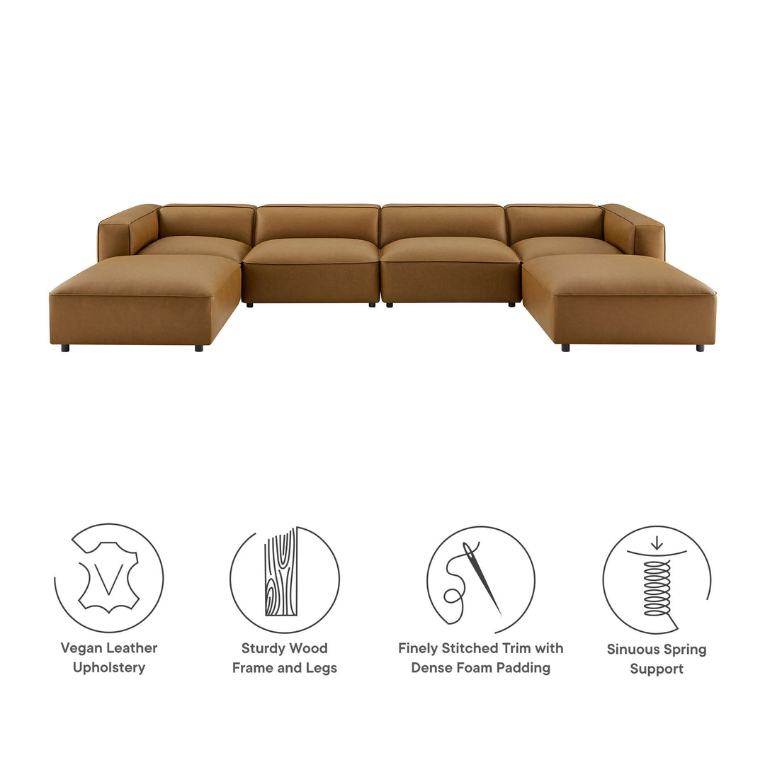 Aspen 6-Piece Upholstered Vegan Leather Modular Sofa