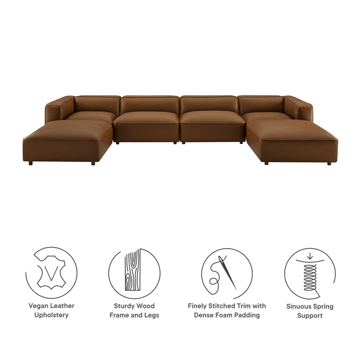 Aspen 6-Piece Upholstered Vegan Leather Modular Sofa