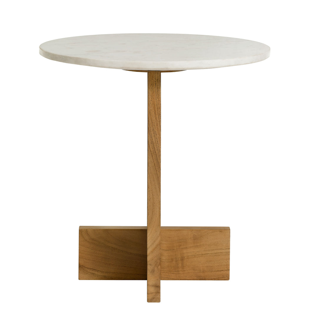 Triton Acacia Wood and Marble Side Table