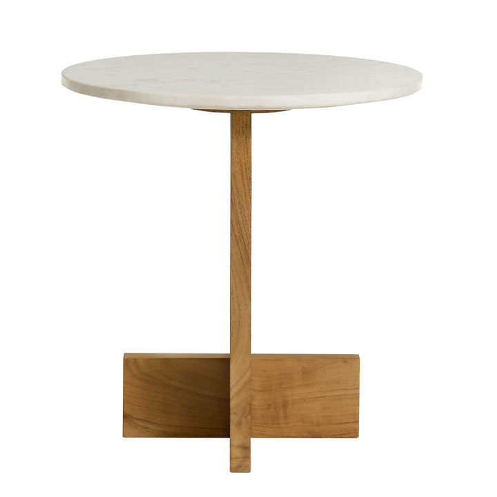 Triton Acacia Wood and Marble Side Table