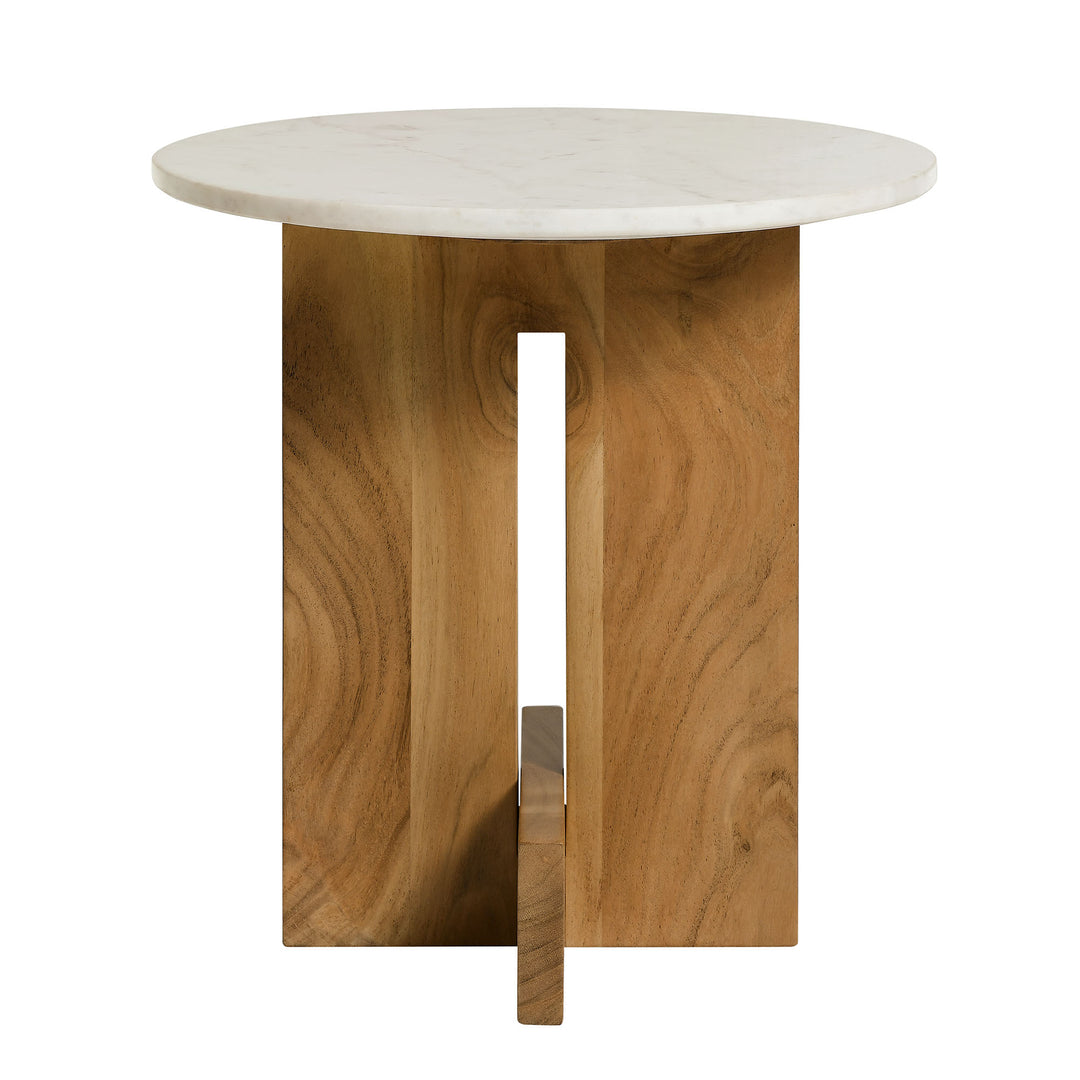 Triton Acacia Wood and Marble Side Table