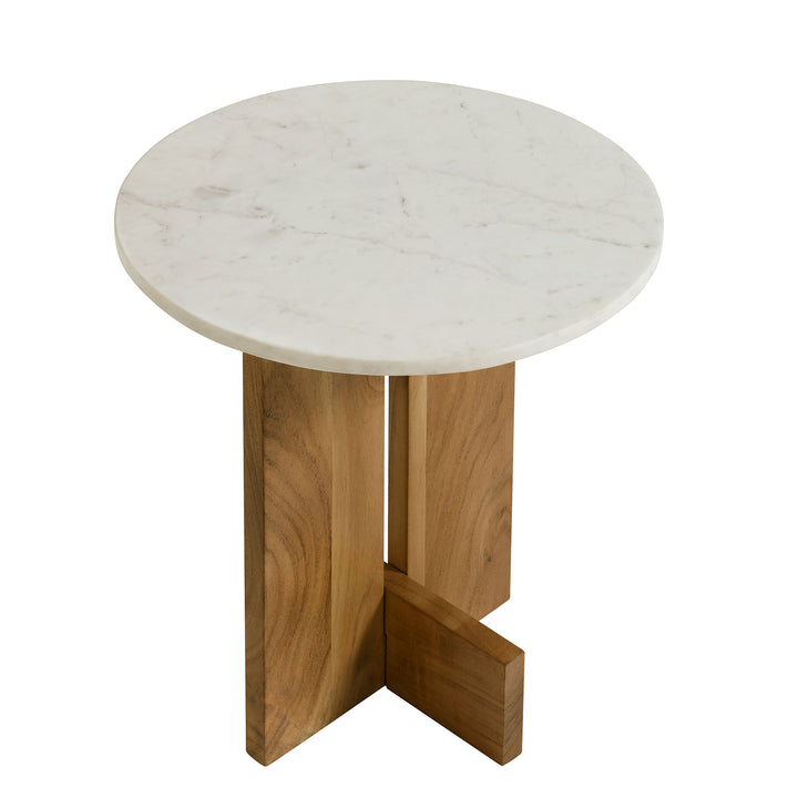 Triton Acacia Wood and Marble Side Table