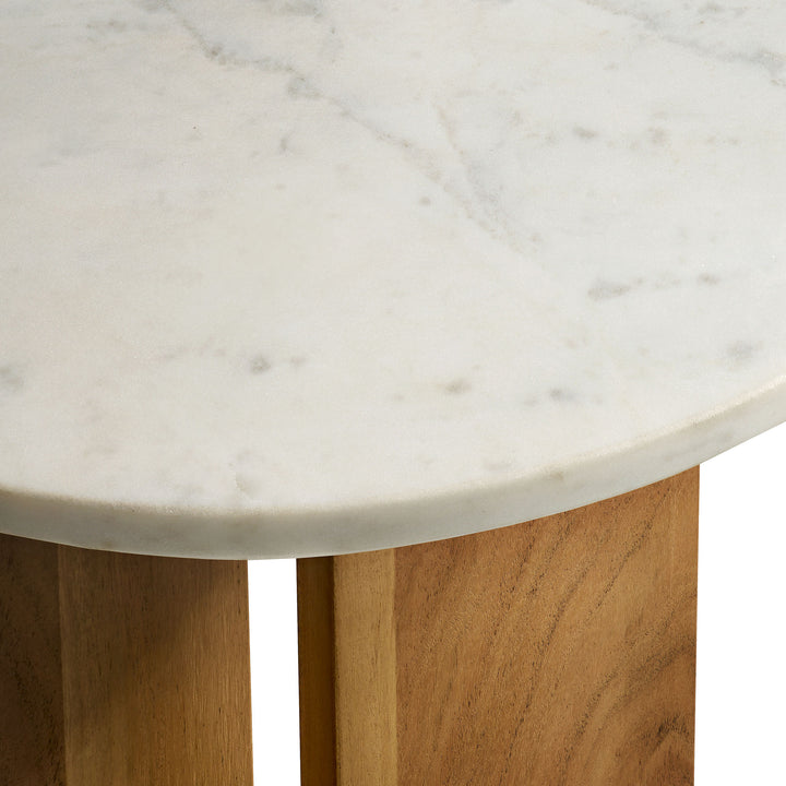 Triton Acacia Wood and Marble Side Table