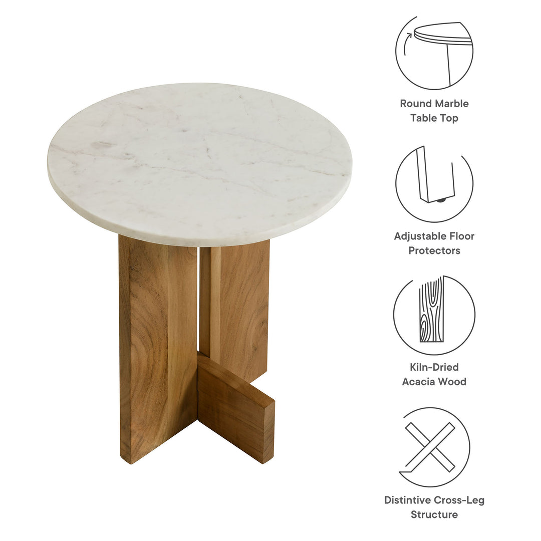 Triton Acacia Wood and Marble Side Table