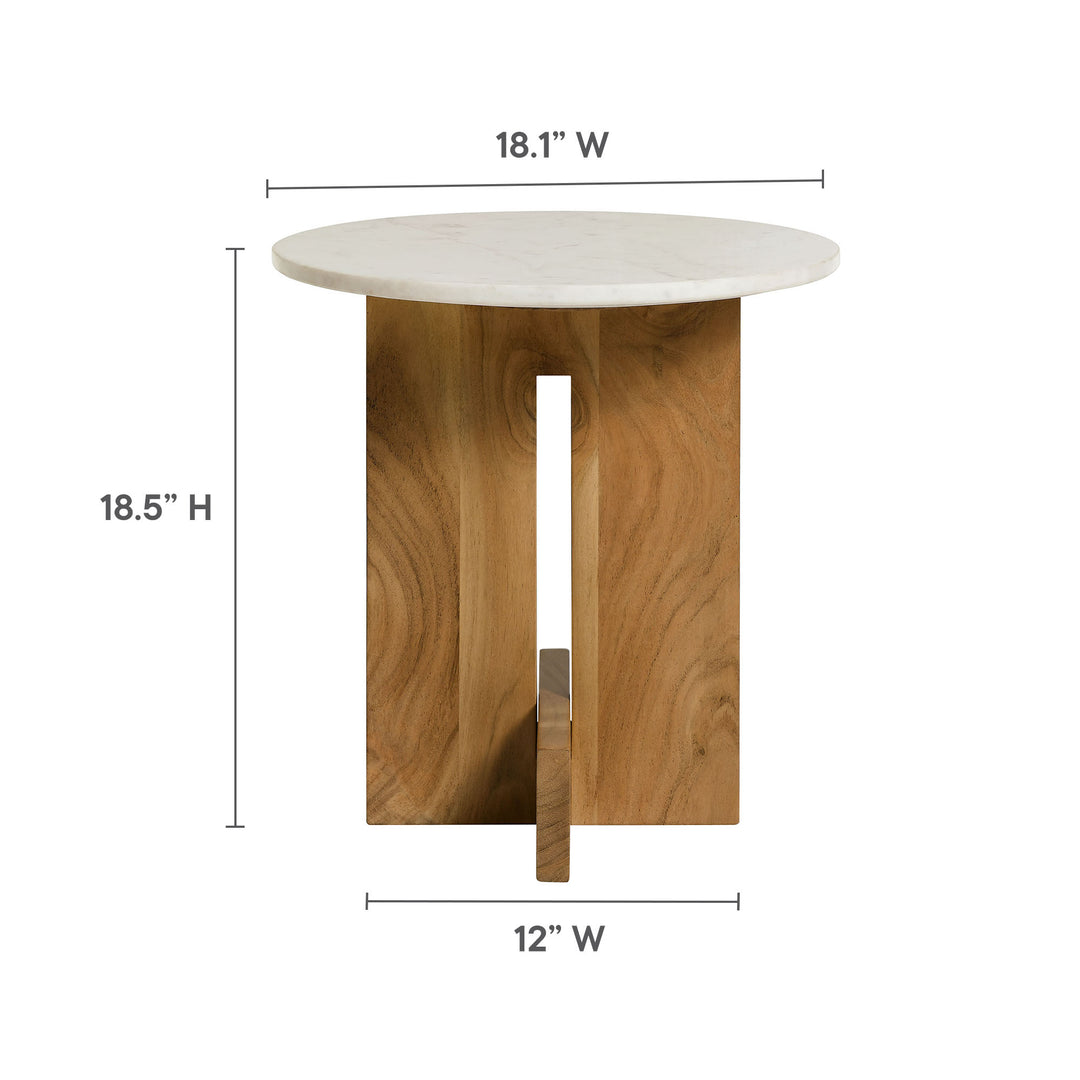 Triton Acacia Wood and Marble Side Table