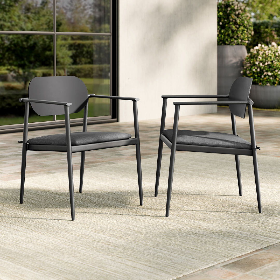 Ayla Stackable Outdoor Patio Aluminum Dining Armchair Set of 2