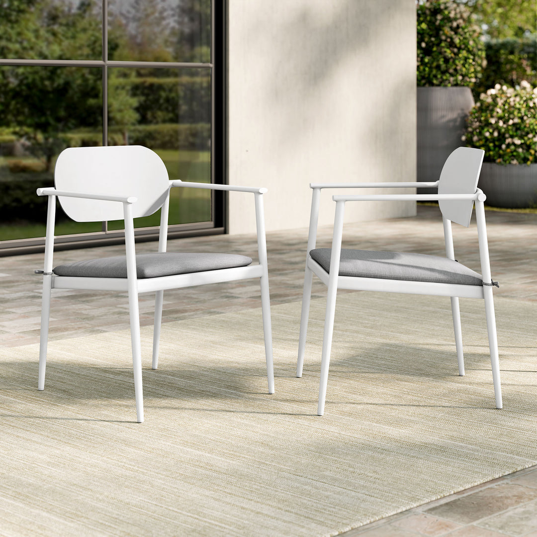 Aeris Stackable Aluminum Armchair Outdoor Dining Set of 2