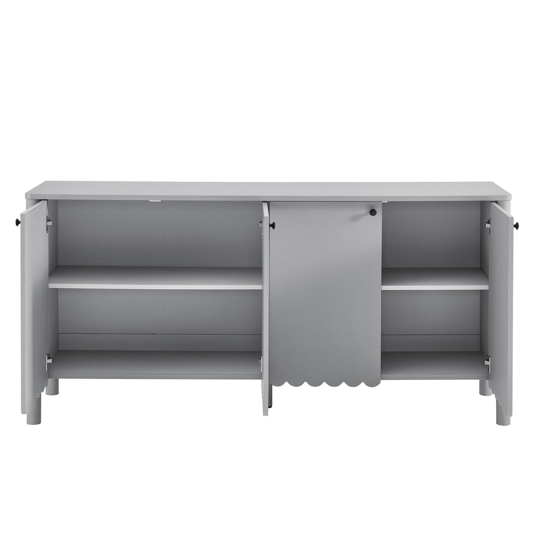 Elara 66" 4-Door Scalloped Sideboard Cabinet