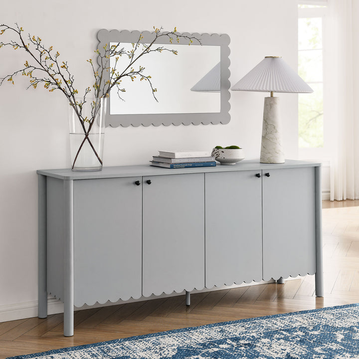 Elara 66" 4-Door Scalloped Sideboard Cabinet