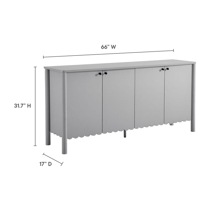 Elara 66" 4-Door Scalloped Sideboard Cabinet