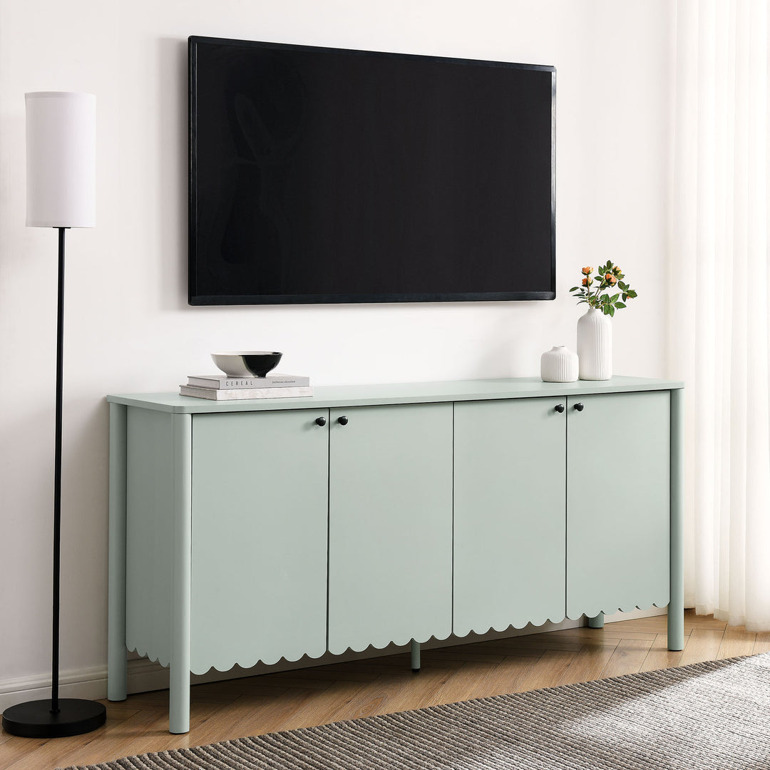 Elara 66" 4-Door Scalloped Sideboard Cabinet