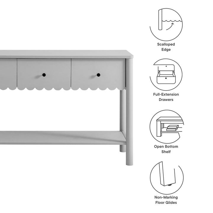 Eleanor 3-Drawer Scalloped Console Table