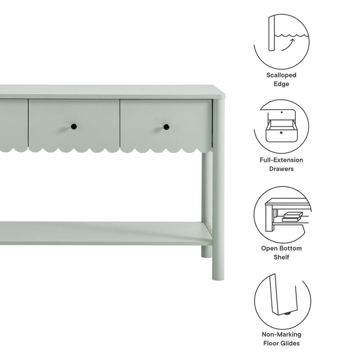 Emerson 3-Drawer Scalloped Console Table