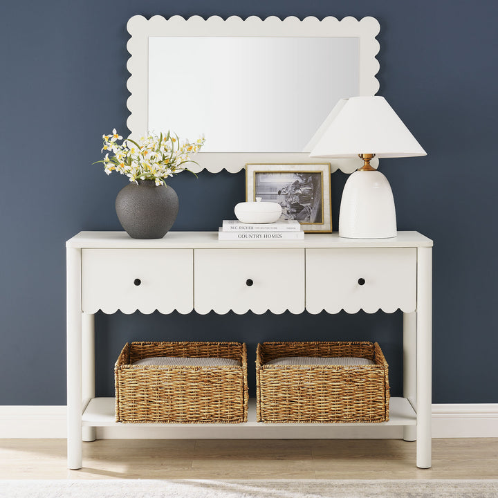 Eleanor 3-Drawer Scalloped Console Table