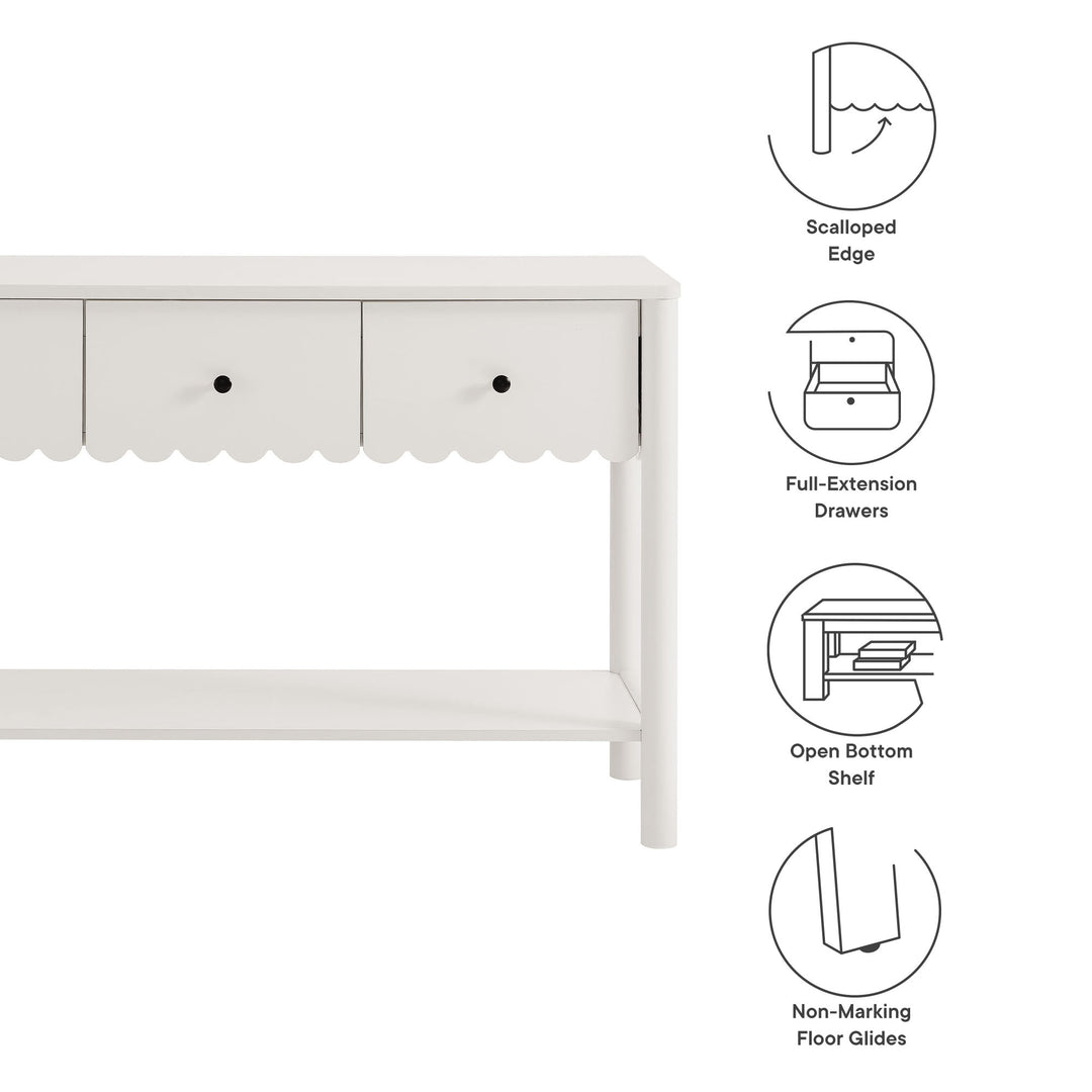 Eleanor 3-Drawer Scalloped Console Table