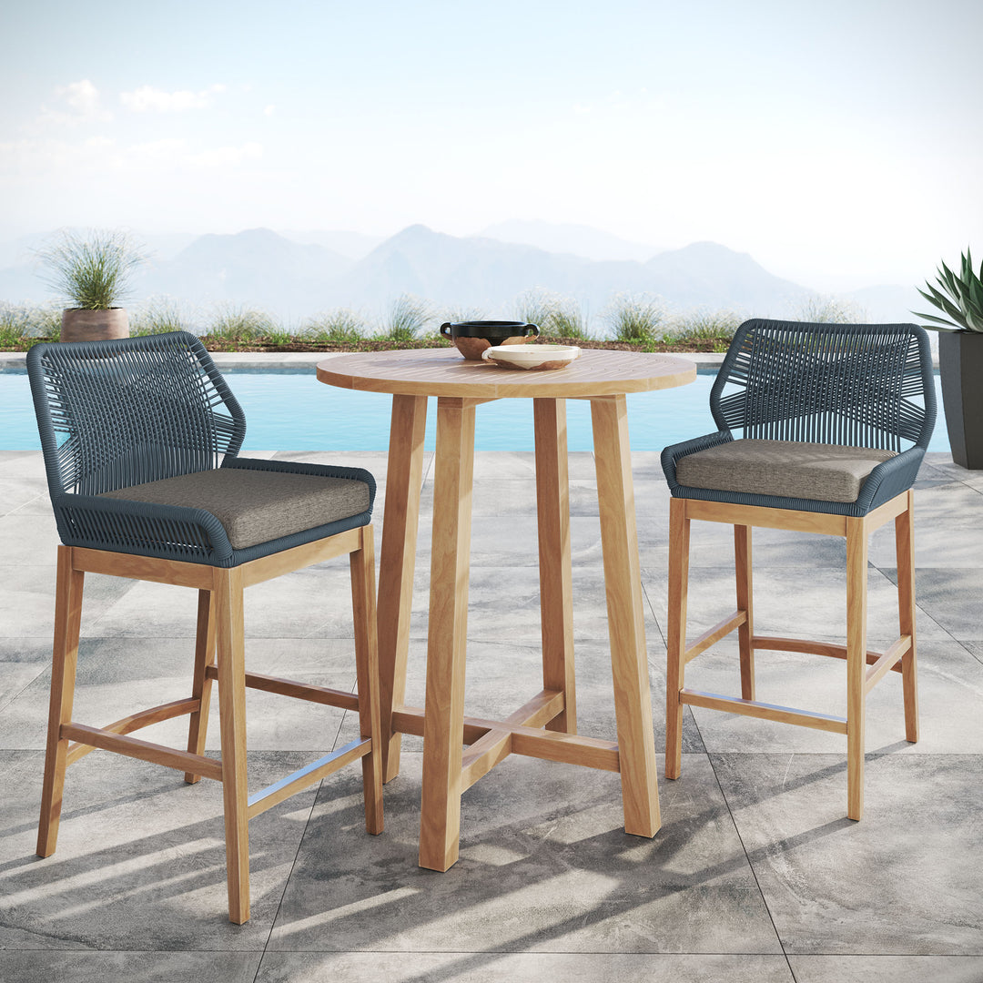 Willow 3-Piece Outdoor Patio Teak Wood Bar Set