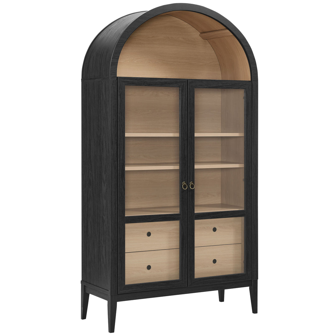 Nolan 74" Tall Wide Arched Showcase Shelving Cabinet