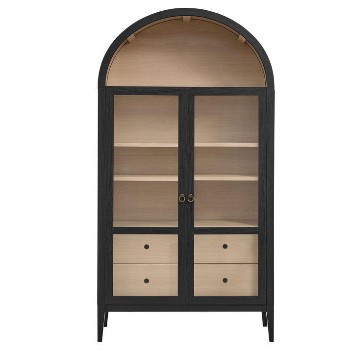 Nolan 74" Tall Wide Arched Showcase Shelving Cabinet