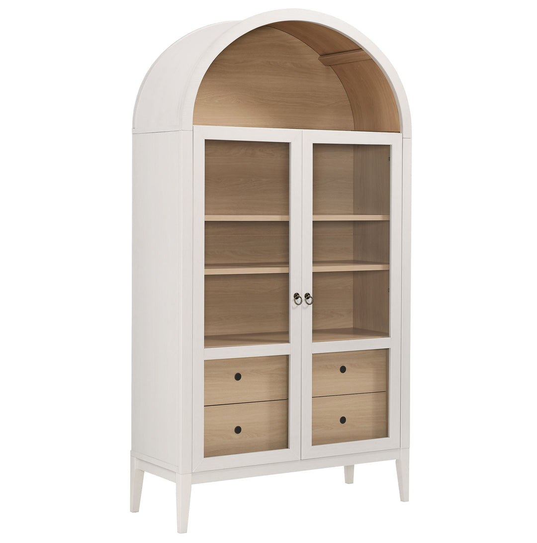 Nolan 74" Tall Wide Arched Showcase Shelving Cabinet