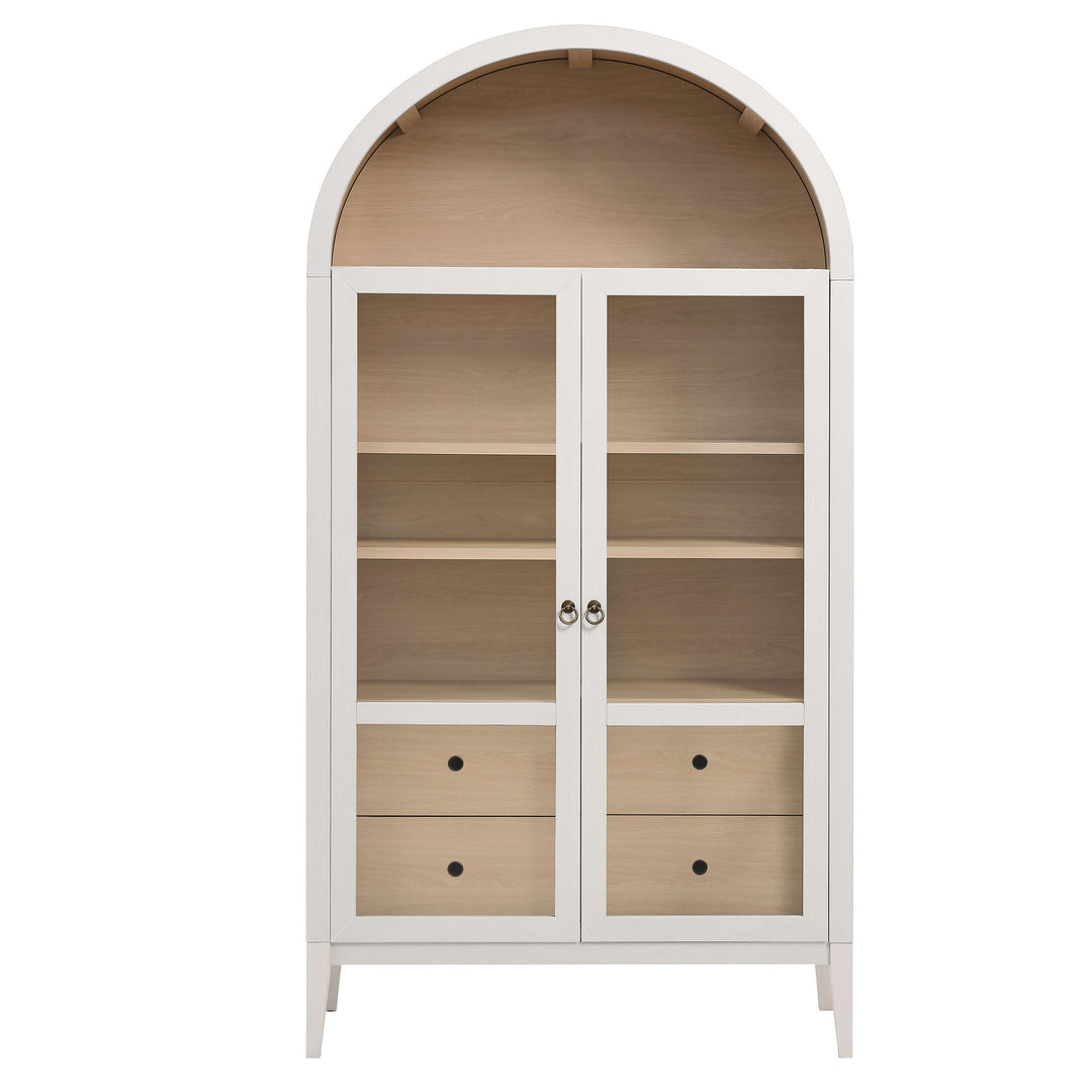 Nolan 74" Tall Wide Arched Showcase Shelving Cabinet