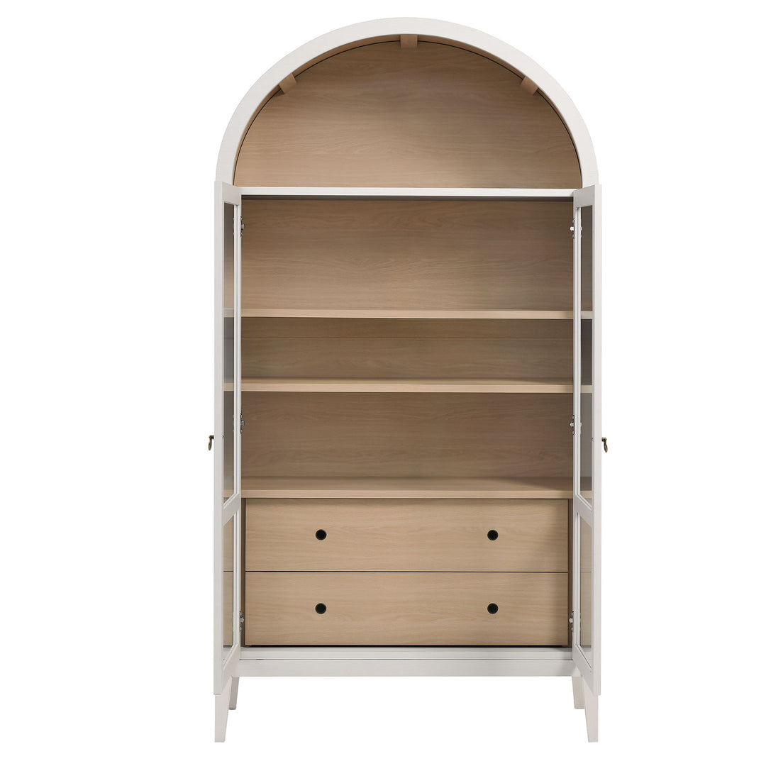 Nolan 74" Tall Wide Arched Showcase Shelving Cabinet