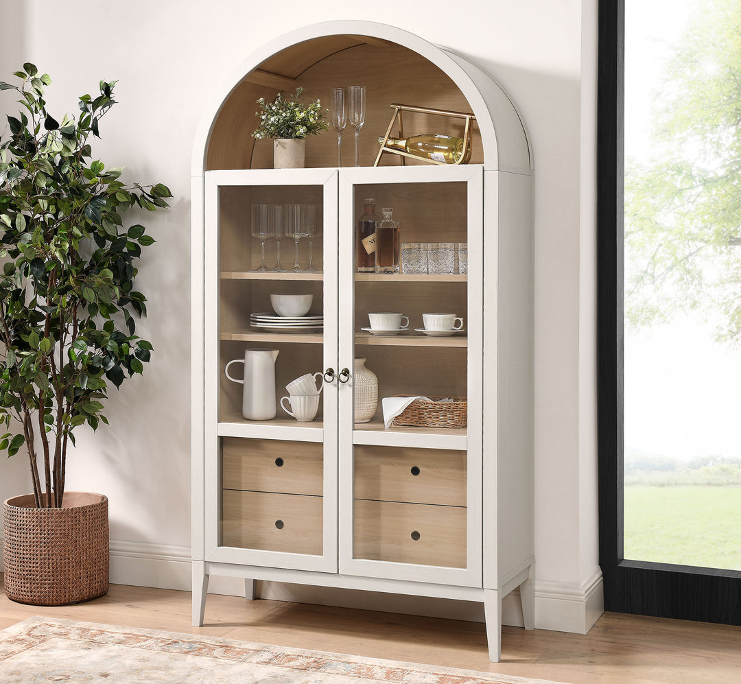 Nolan 74" Tall Wide Arched Showcase Shelving Cabinet