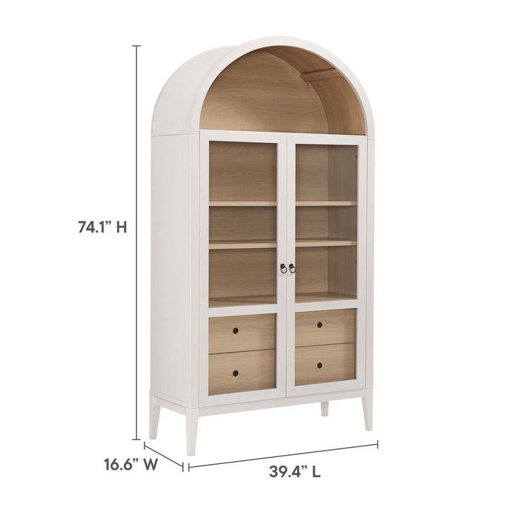 Nolan 74" Tall Wide Arched Showcase Shelving Cabinet